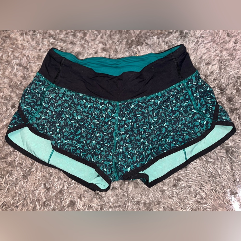Lululemon mountain peaks forage teal speed shorts